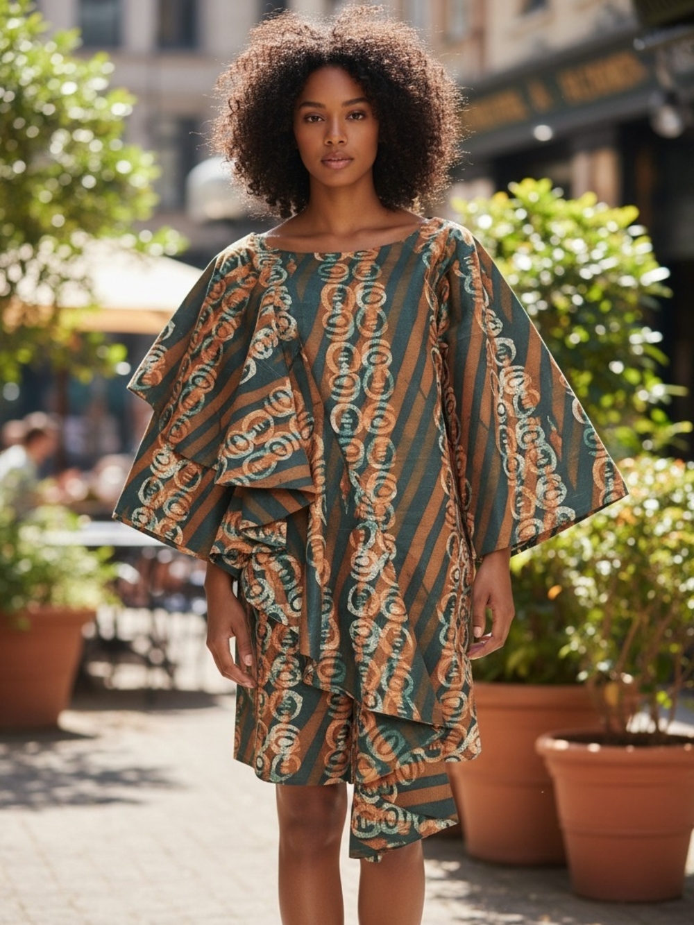 Women’s Green & Orange Patterned Shorts – Lightweight Summer Style
